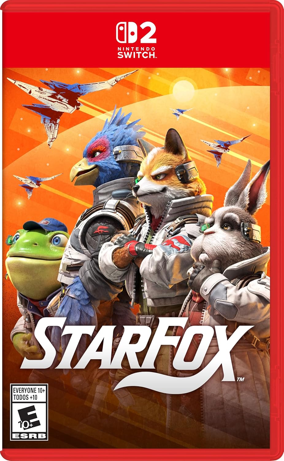 Star Fox Nintendo Switch game cover with anthropomorphic animal characters in space.