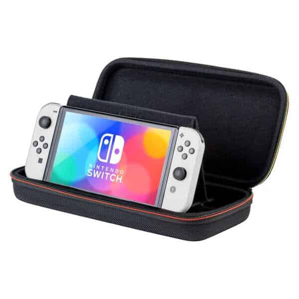 Nintendo Switch gaming console in a protective carrying case.