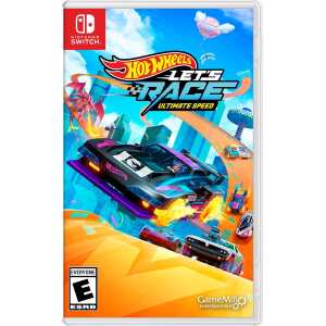 Hot Wheels racing game cover with fast cars and vibrant city background.