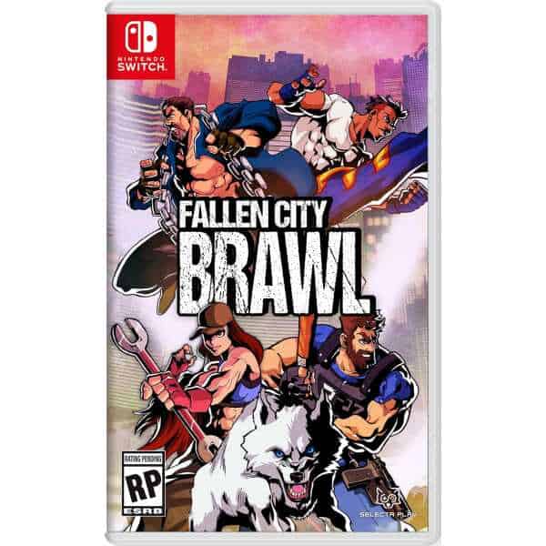 Fallen City Brawl game cover with diverse characters and city background.