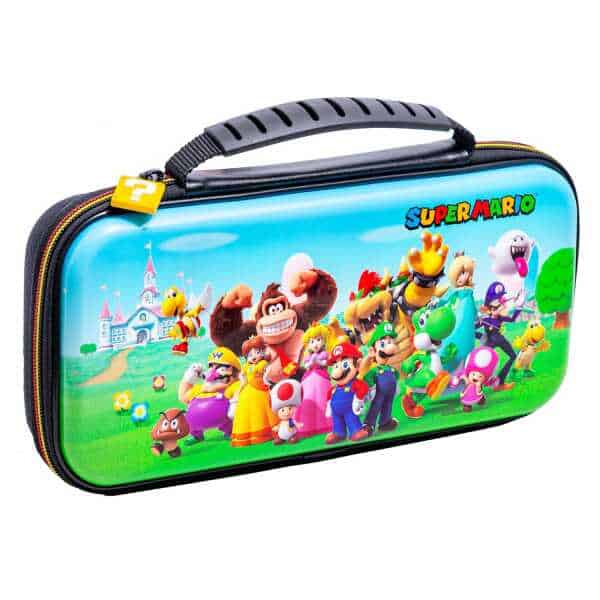 Colorful Super Mario Bros. themed kids' travel case with characters from the game.