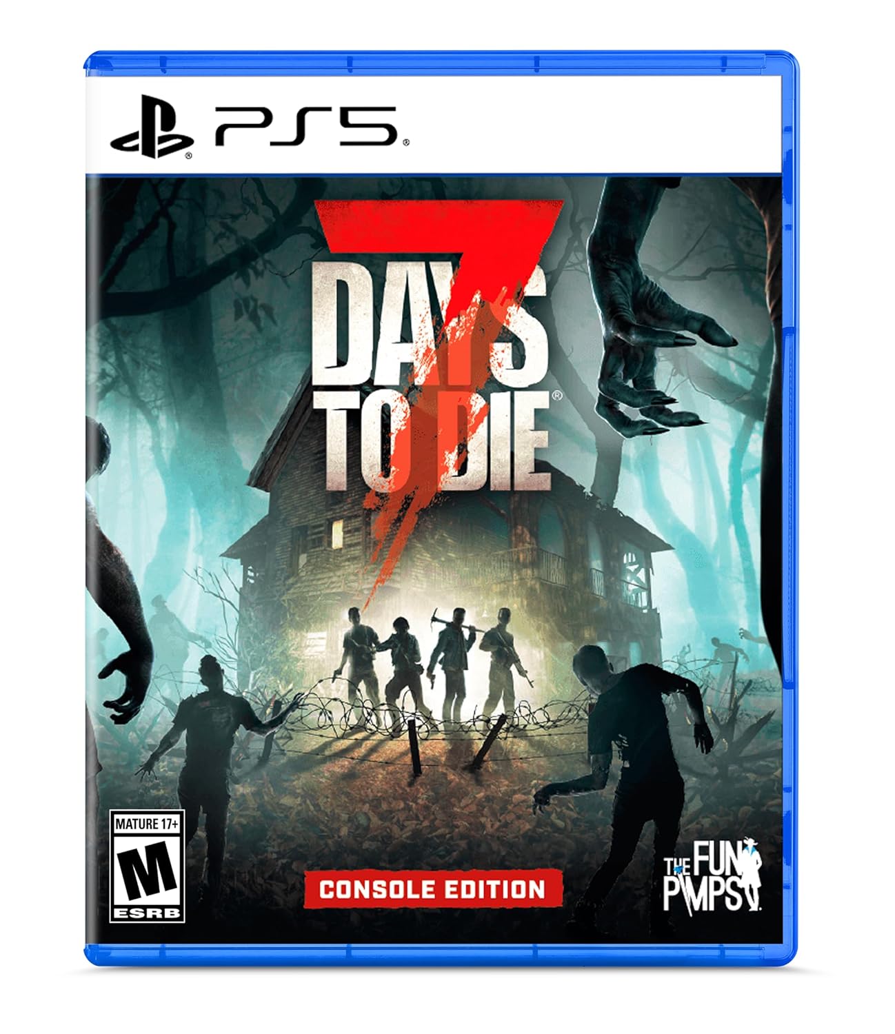 Dying Light 2 Stay Human PS5 game cover with zombies and a haunted house scene.