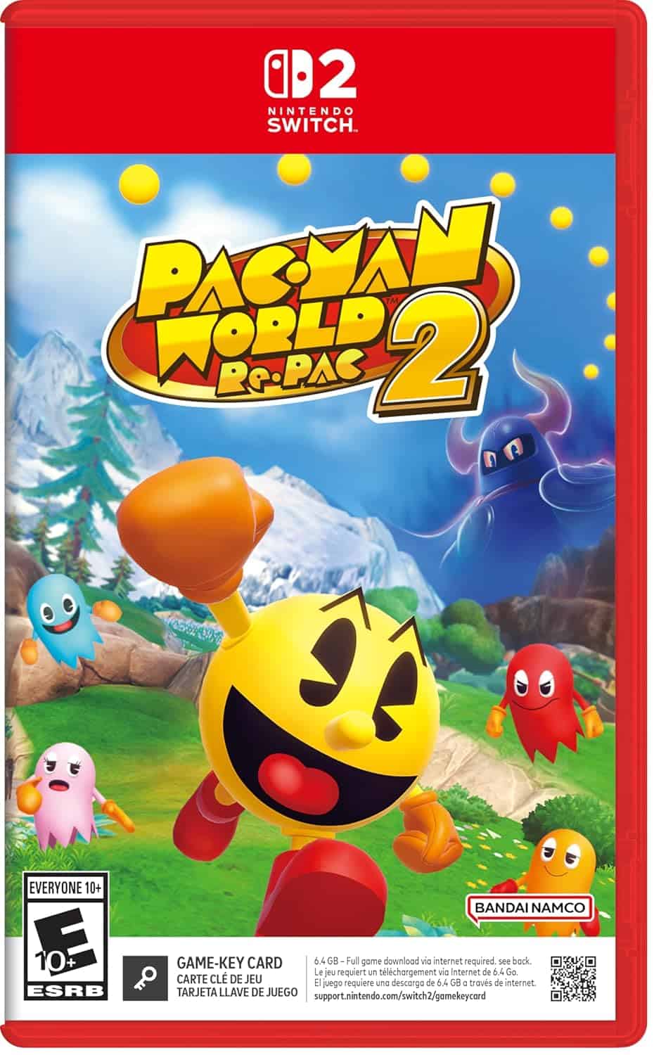 Gameware, Pac-Man World Re-PAC Nintendo Switch cover art with colorful characters and snowy landscap.
