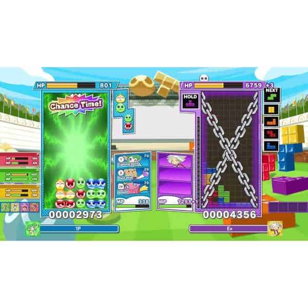 Puyo Puyo Tetris 2S gameplay with vibrant puzzle pieces and game interface.