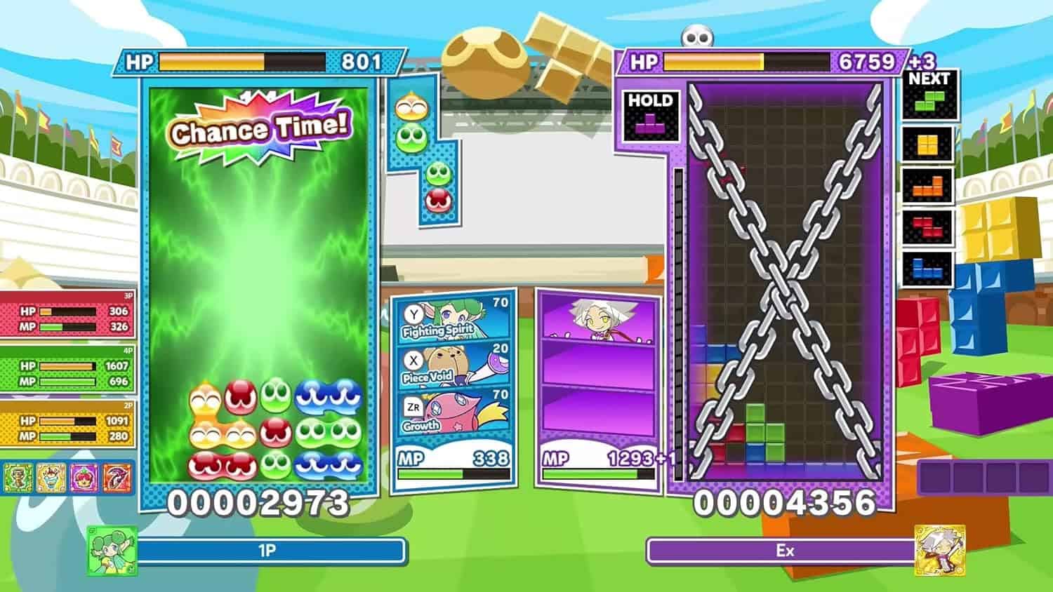 Puyo Puyo Tetris 2S gameplay with vibrant puzzle pieces and game interface.