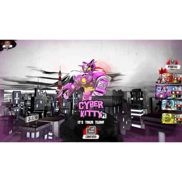 King of Tokyo Limited Edition game featuring Cyber Kitty character in a cityscape.