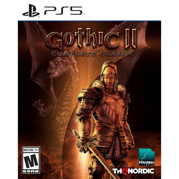 Gothic 2 Classic game cover with knight and dragon background.
