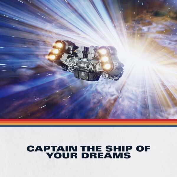 Spaceship from Starfield game flying through space with bright starburst background.