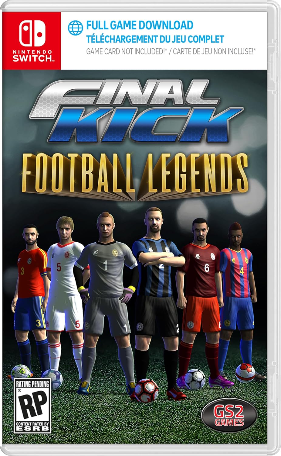 Final Kick Football Legends Nintendo Switch game cover featuring iconic football players.
