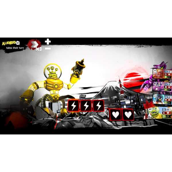 Robotic and monster game characters from King of Tokyo Limited Edition.