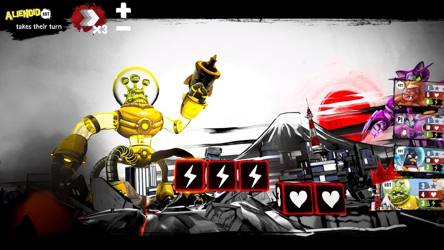 Robotic and monster game characters from King of Tokyo Limited Edition.