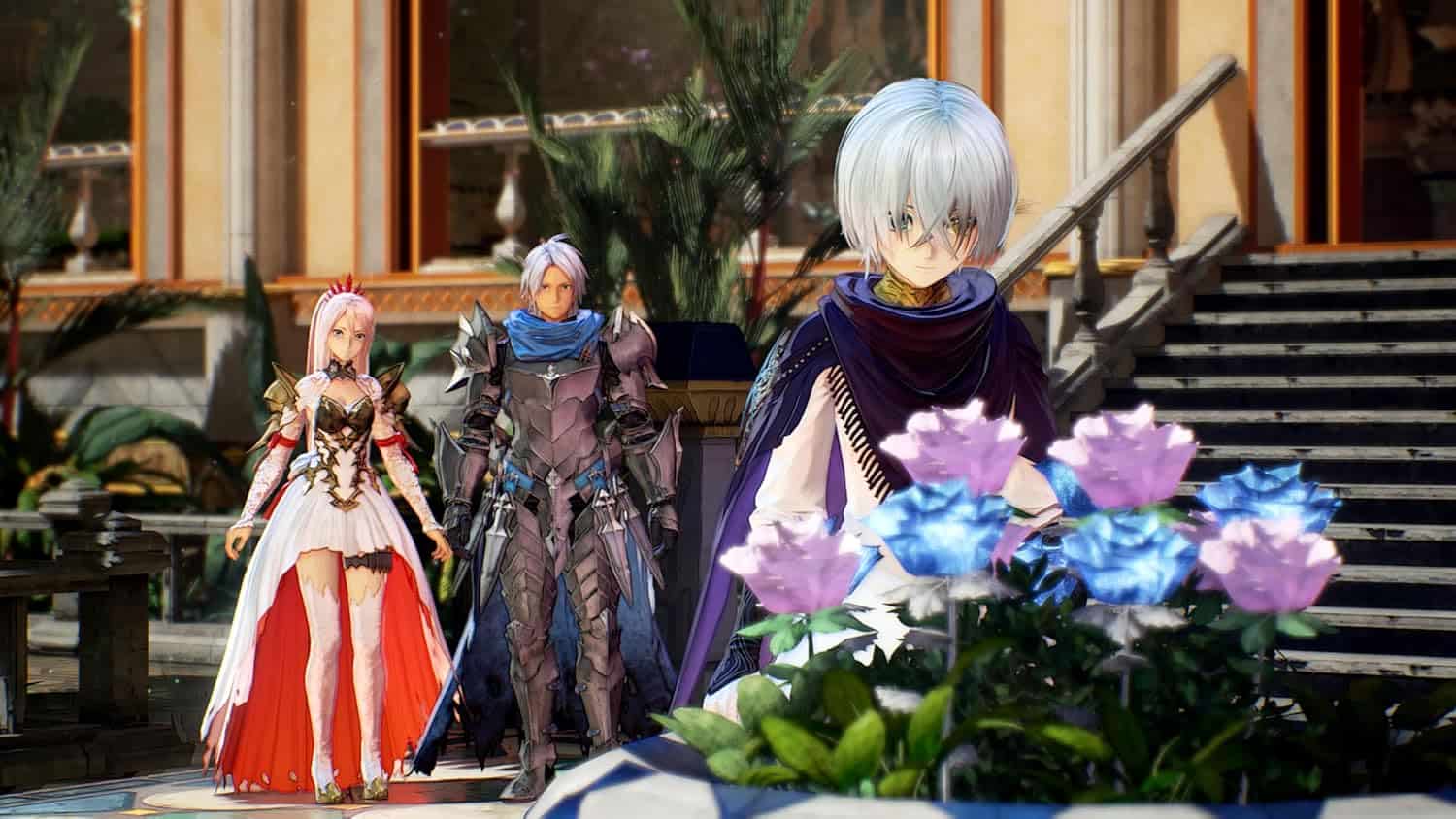 Characters from Tales of Arise in a luxurious indoor setting.