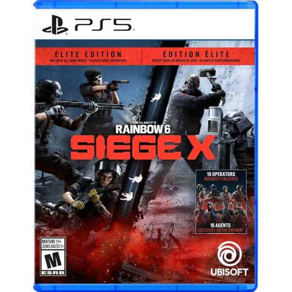 Rainbow Six Siege Elite Edition game cover with tactical operators and weapons.
