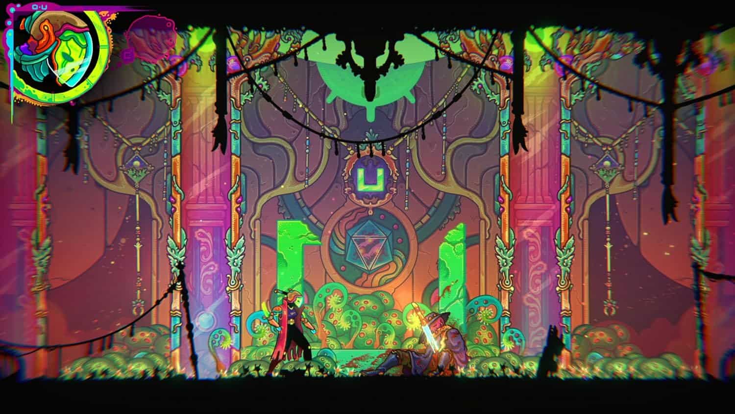 Vibrant fantasy scene featuring Ultros in a colorful, mystical environment.