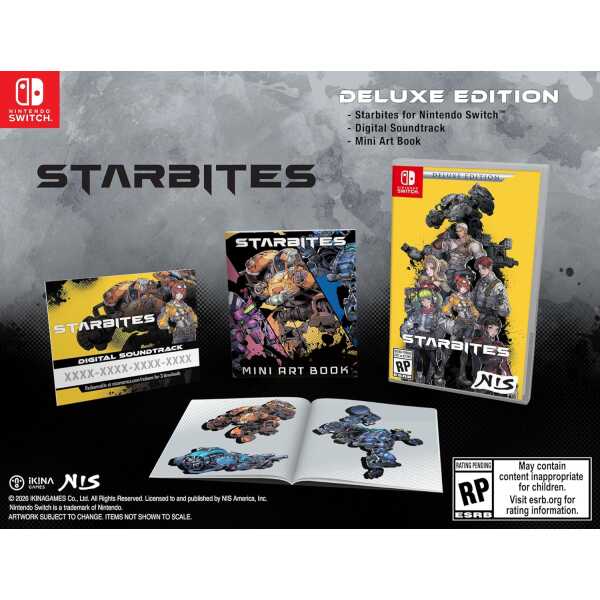 Starbites Deluxe Edition for Nintendo Switch with mini art book and digital soundtrack.