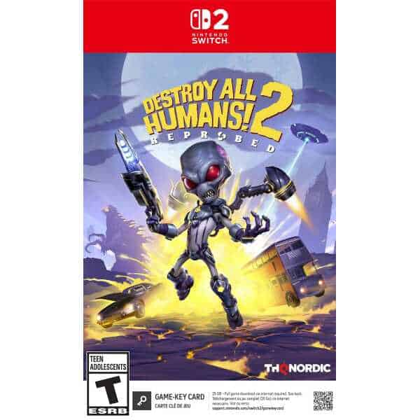 Cover art for Destroy All Humans! 2 Reprobed for Nintendo Switch.