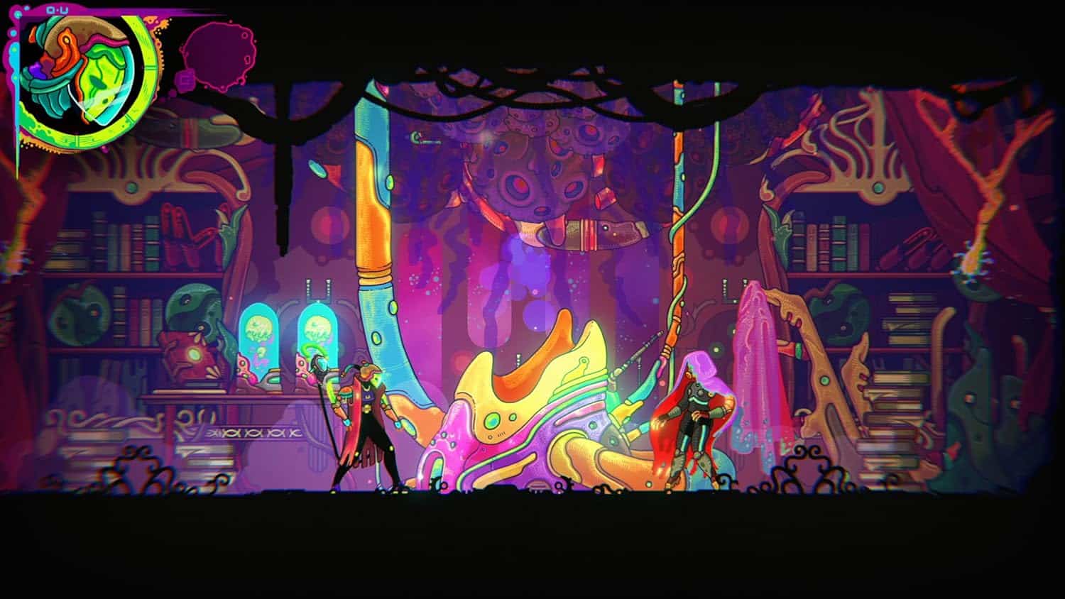 Colorful scene featuring Ultros from Final Fantasy in a vibrant, animated setting.