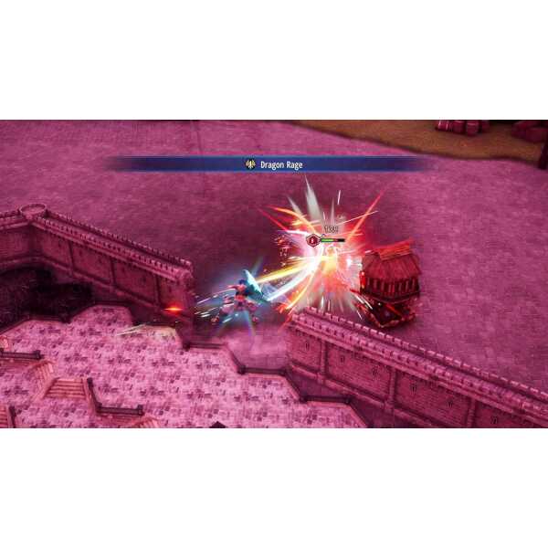 Intense dragon battle scene from Gameware's fantasy game.