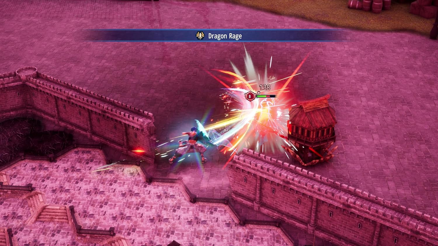 Intense dragon battle scene from Gameware's fantasy game.