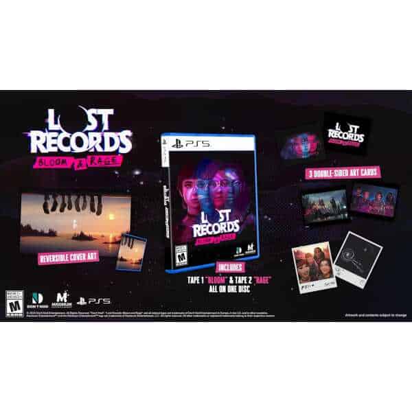 Lost Records: Bloom & Rage game cover with art cards and double-sided artwork.