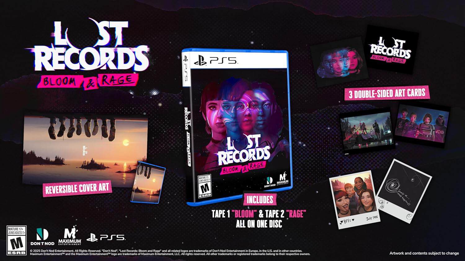 Lost Records: Bloom & Rage game cover with art cards and double-sided artwork.