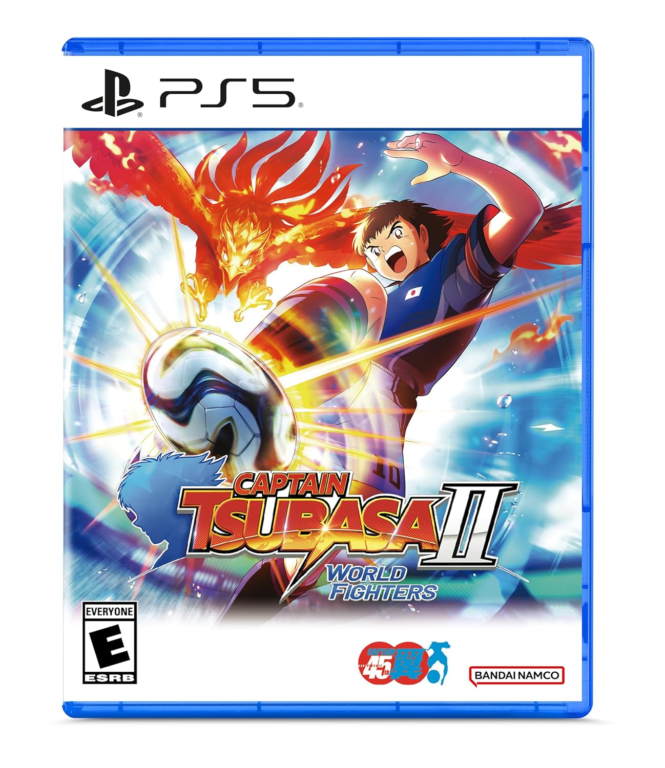 Gameware, Captain Tsubasa PS5 game cover with soccer player and fiery dragon.