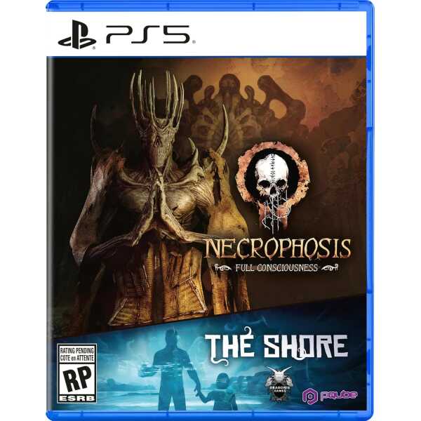 Necrophosis game cover featuring a skeletal figure with a dark background.