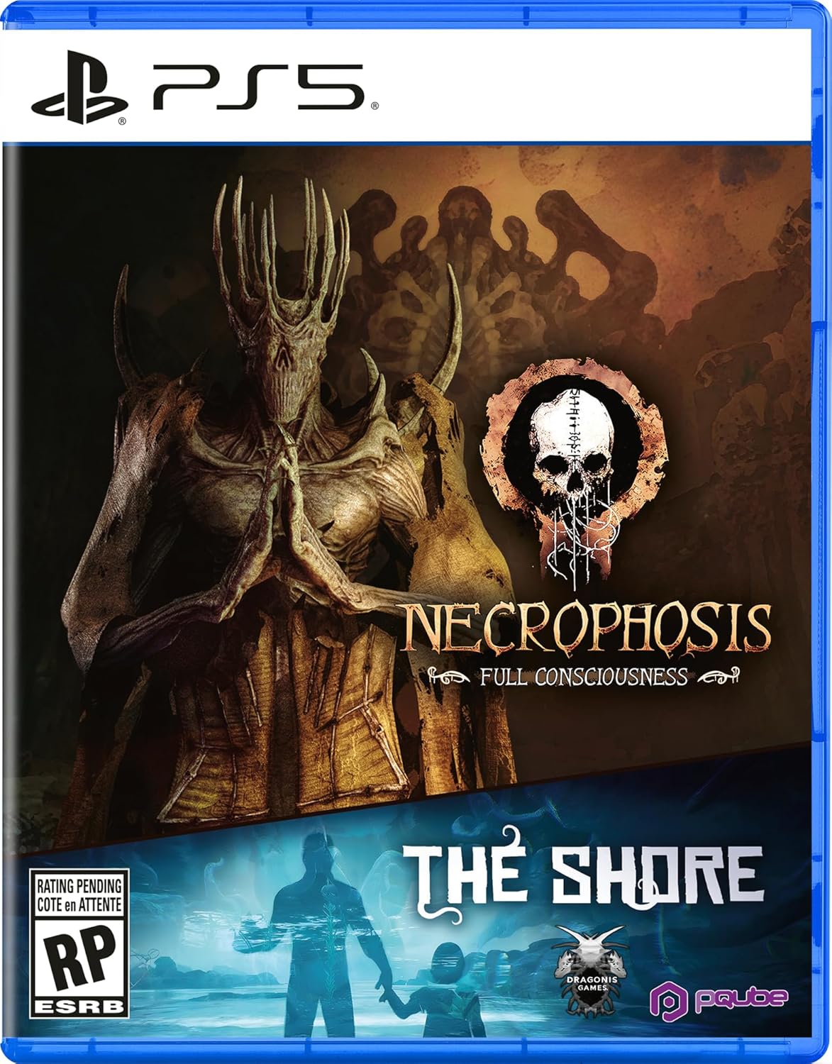 Necrophosis game cover featuring a skeletal figure with a dark background.