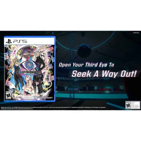 Cover art for No Sleep For Kaname Date on PS5 featuring characters and sci-fi elements.