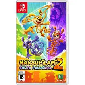 Colorful game cover featuring animated characters from Marsupilami 2: Salsa Palombia for Nintendo.