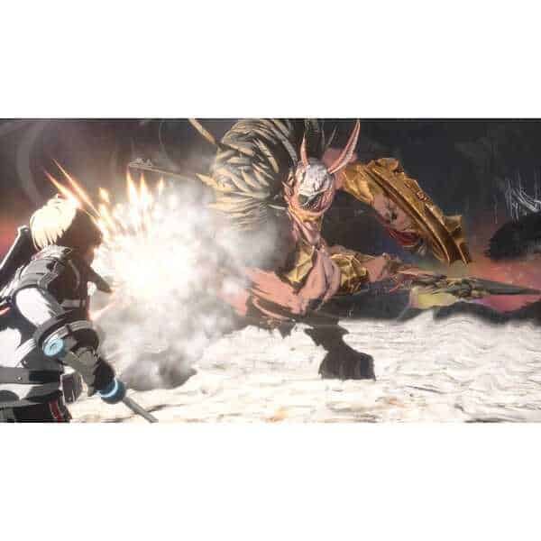 Epic fantasy battle with a hero fighting a monstrous creature in a dark, fiery environment.