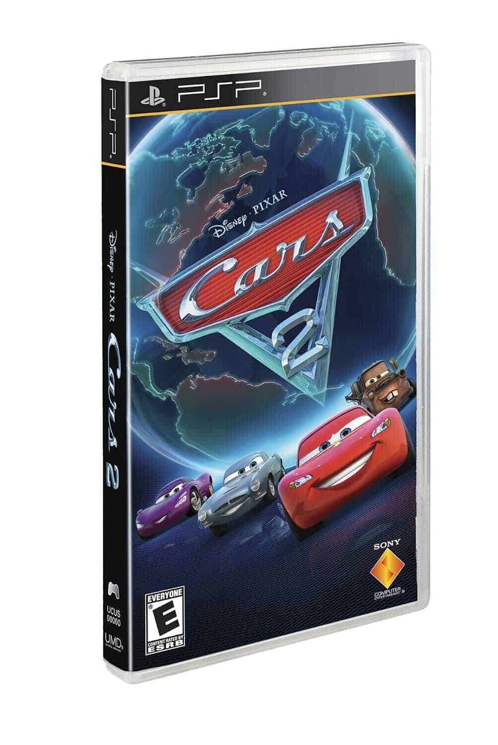 Cars 2 PSP game cover featuring Lightning McQueen and friends.