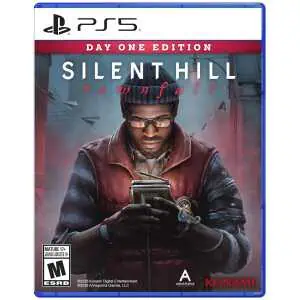 Silent Hill Townfall PS5 game cover with a man using a mobile device.