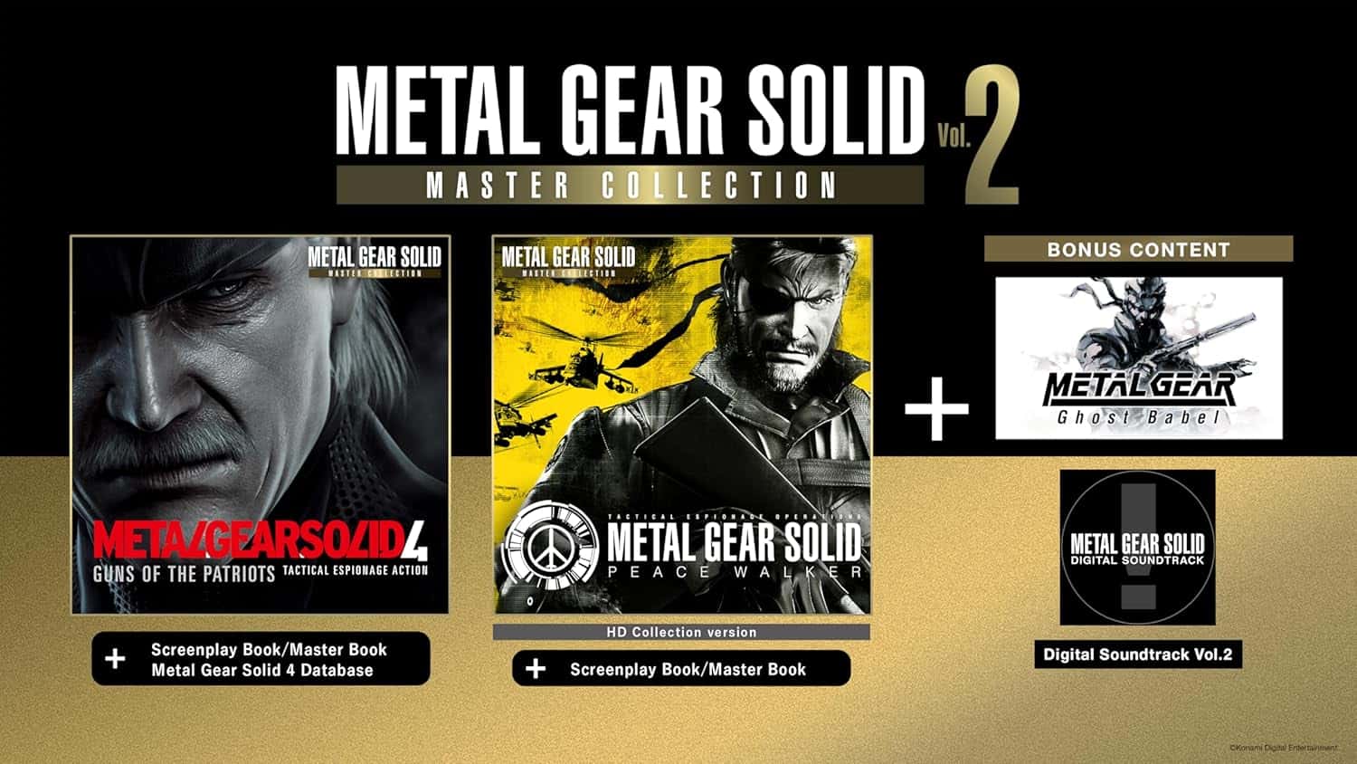 Metal Gear Solid Vol. 2 game collection with bonus content and soundtrack.