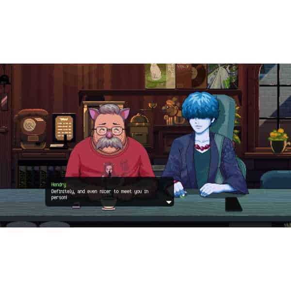 Two characters in a cozy coffee shop setting from Coffee Talk Tokyo game.