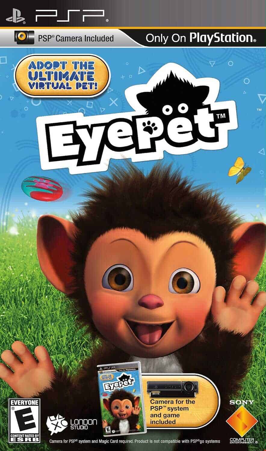 EyePet virtual pet game for PSP with adorable monkey character.