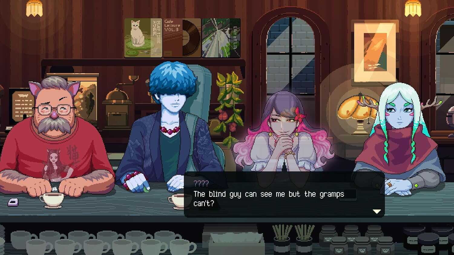 Anime-style characters in a cozy coffee shop setting from Coffee Talk Tokyo.