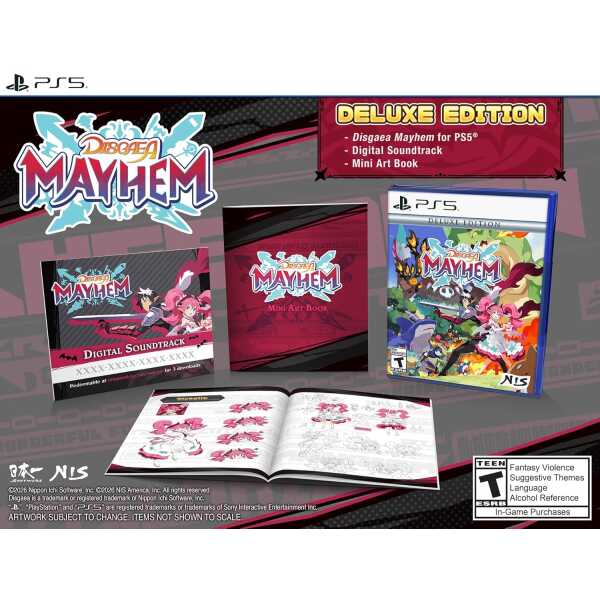 Deluxe Edition of Gameware Mayhem for PS5 with art book and soundtrack.
