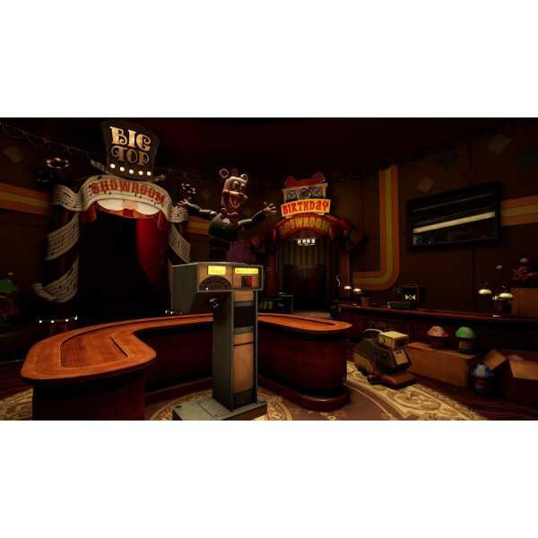 Indoor arcade with animatronic characters and gaming stations at Gameware.