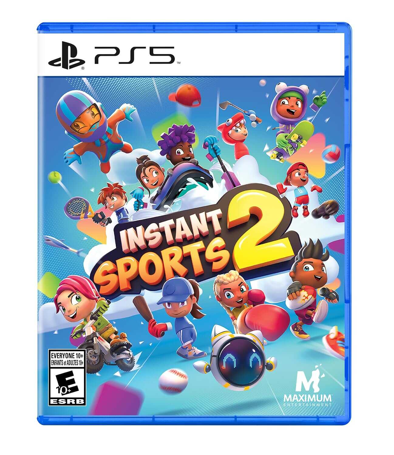 Cover art for Instant Sports 2 PS5 game with colorful characters and sports themes.