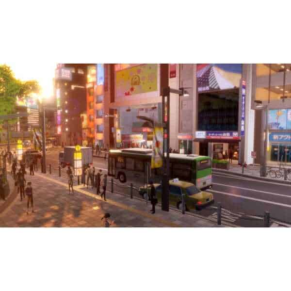Urban city scene with digital billboards and pedestrians in Times Square-style setting.