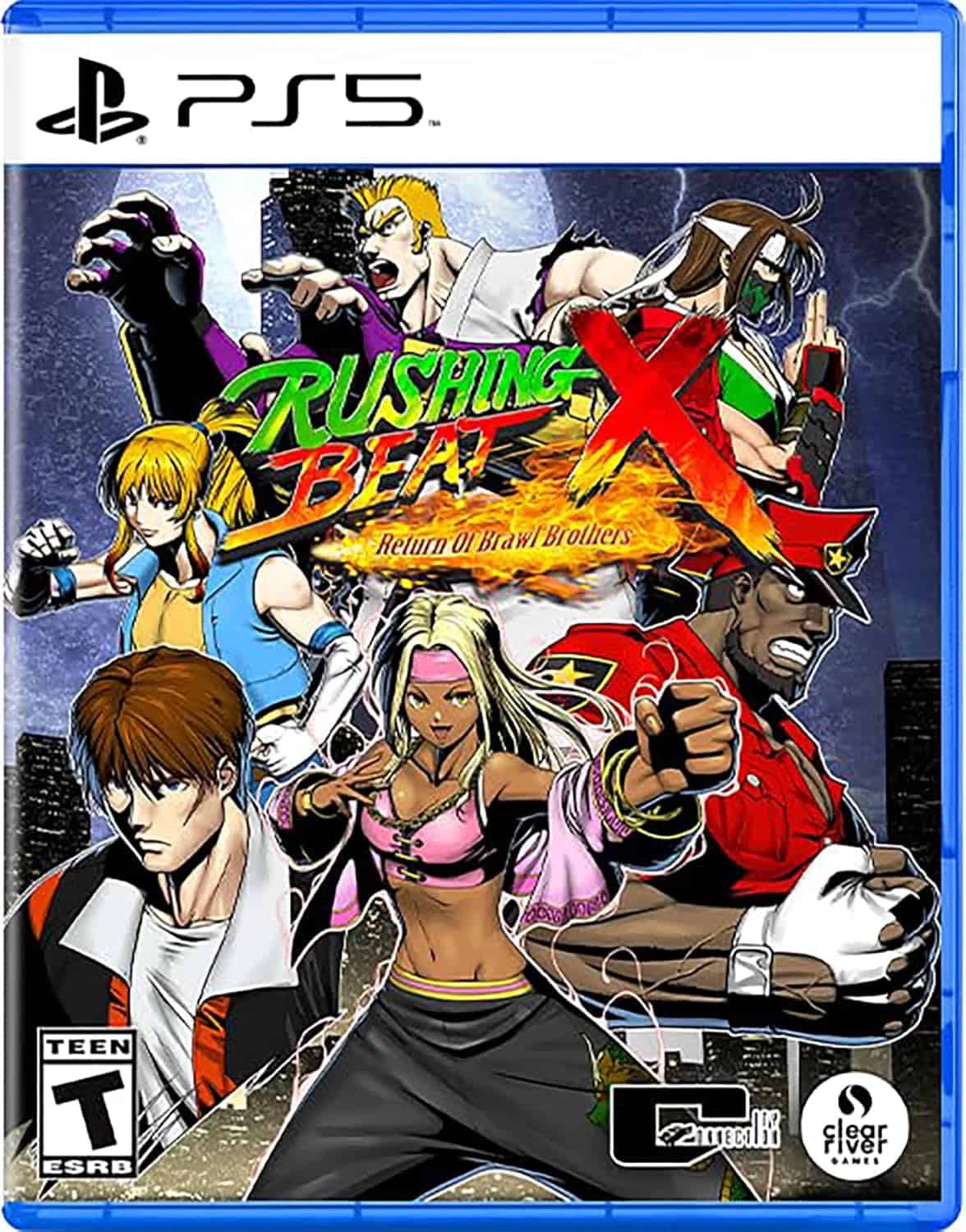 Rushing Beat X game cover with diverse characters for PS5.