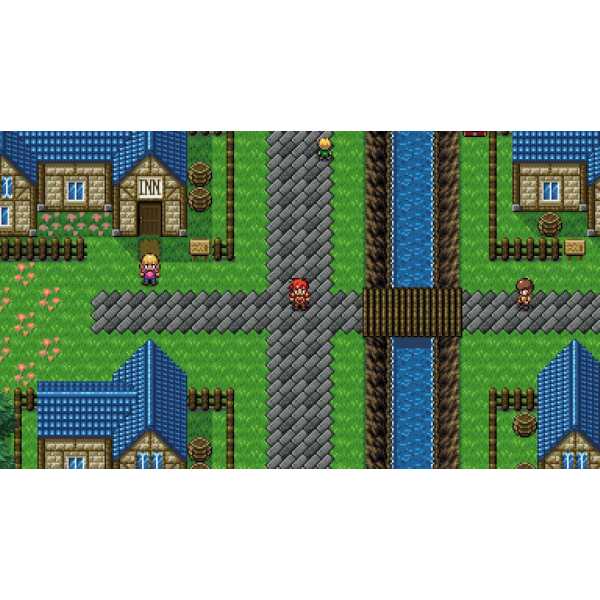 Pixel art of a village scene from Starlight Legacy game by Gameware.