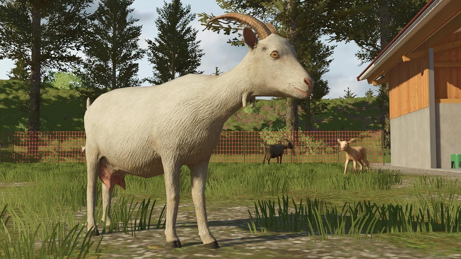 Goat in Farming Simulator 26 game environment.
