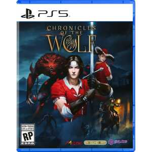 PS5 Chronicles of the Wolf game cover with characters and wolf artwork.