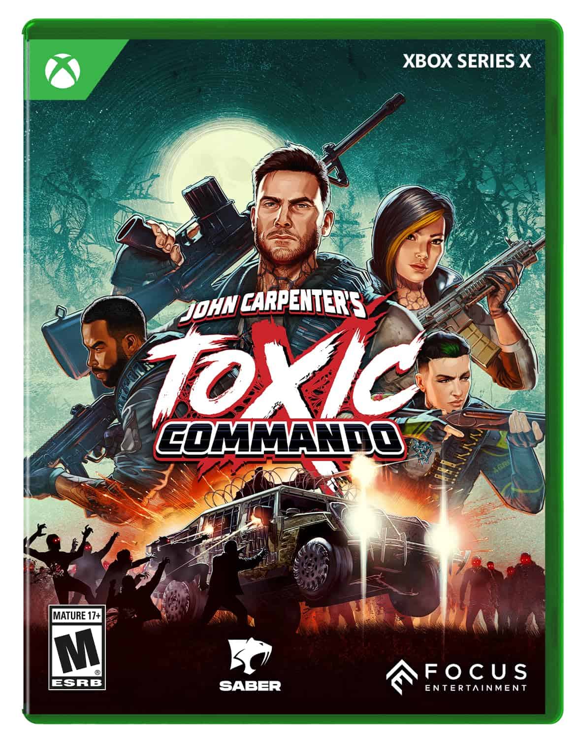 Action-packed cover of John Carpenter's Toxic Commando for Xbox Series X.