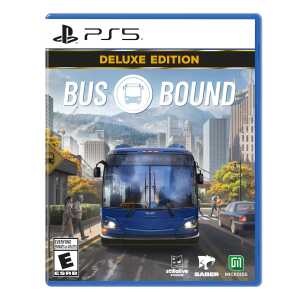 Bus Bound Deluxe Edition for PS5 with urban cityscape background.