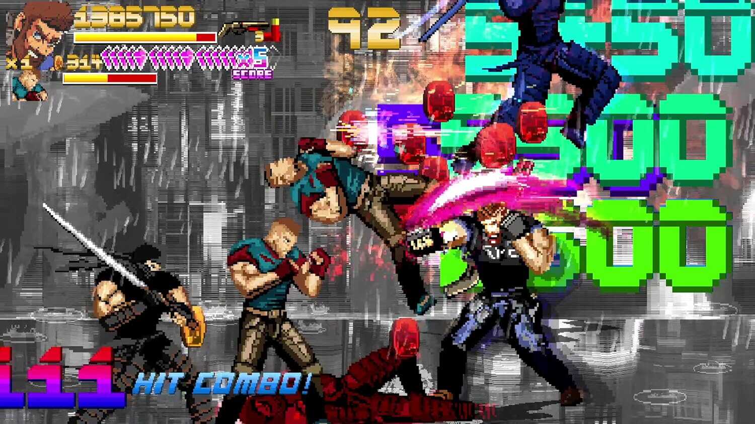 Fallen City Brawl game scene with characters fighting in urban environment.