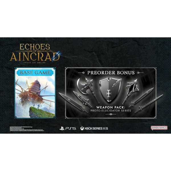 Echoes of AINCRAD preorder bonus weapons pack with sword and dagger images.