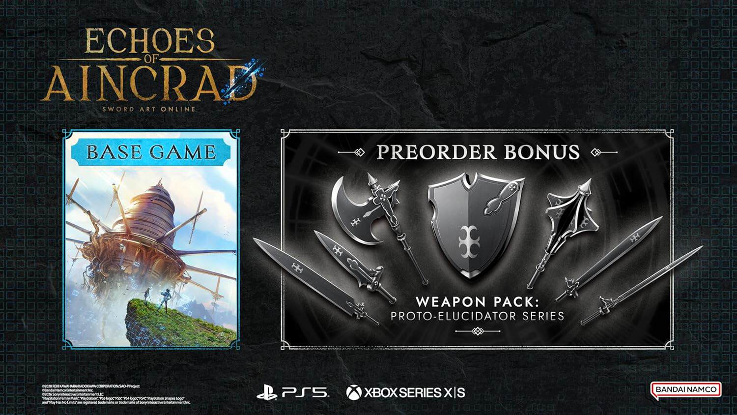 Echoes of AINCRAD preorder bonus weapons pack with sword and dagger images.